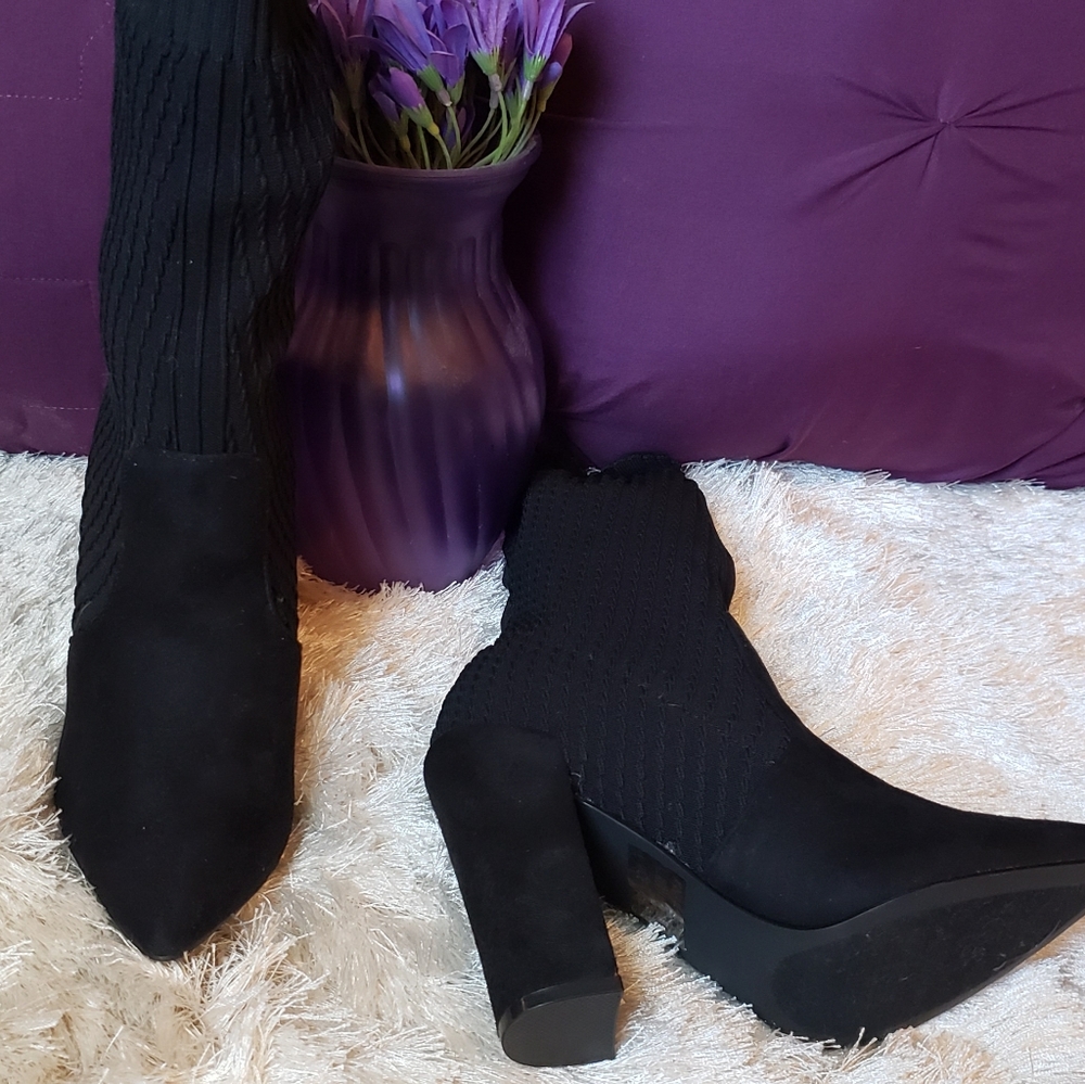 Black Sock Style Booties New (Never worn)